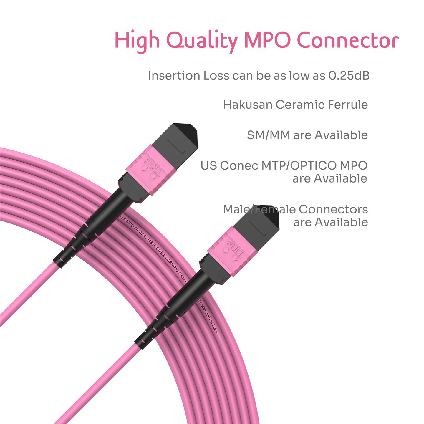8F MPO-MPO Female Trunk Cable OM4 8F MPO-MPO Female Trunk Cable OM4